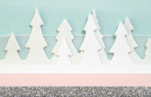 Pastel Christmas Trend #ctmh #closetomyheart #pastel #Christmas #trend #bashful #silver #glitter #pink #lightblue #juniper #December #card #cardmaking #thincuts #dies #treelineborder #tree #border #vellum