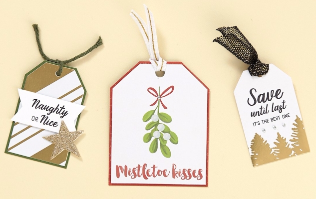 Gift Tags #ctmh #closetomyheart #diy #gift #tag #Christmas #presents #reindeer #rudolph #merry #bright #holiday #wishes #ribbon #mistletoe #snow #santa #tree #nice #naughty #list #red #green #ruby #newenglandivy #gold #glitter #complements #cricut #cutabove