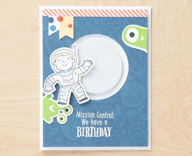 Making Interactive Cards #ctmh #closetomyheart #astroboy #astronaut #boy #space #stargazer #star #moon #aliens #diy #cards #interactive #moving #parts #birthday #mission #control